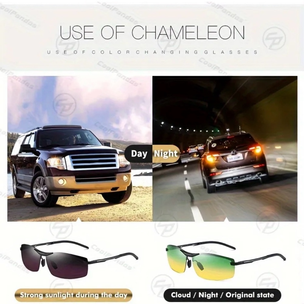Photochromic Sunglasses - Black and Green - Picture 2 of 12